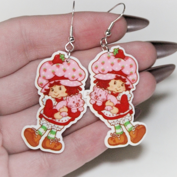 Vintage retro Strawberry Shortcake character earrings - Picture 5 of 9